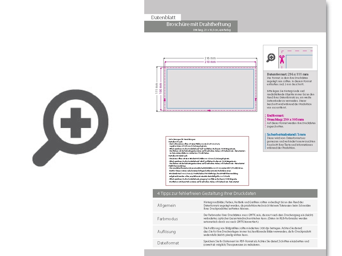 Product Bild brosch__re_mit_drahtheftung__endformat_din_lang_quer_(210_x_105_mm)__8-seitig