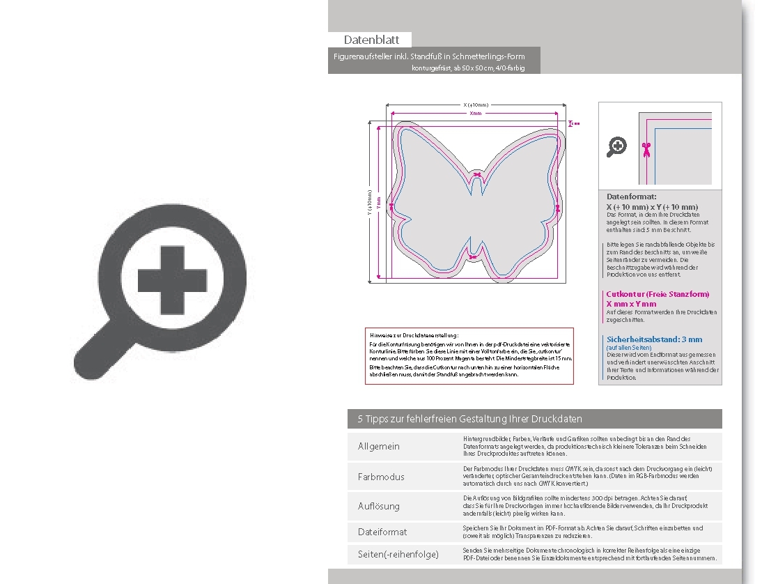 Product Bild figurenaufsteller_inkl__standfu___in_schmetterling-form_konturgefr__st__einseitig_4_0-farbig_bedruckt