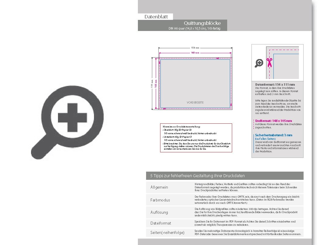 Product Bild quittungsblock_din_a6_quer__6-fach__4_0-farbig__25_s__tze_je_block