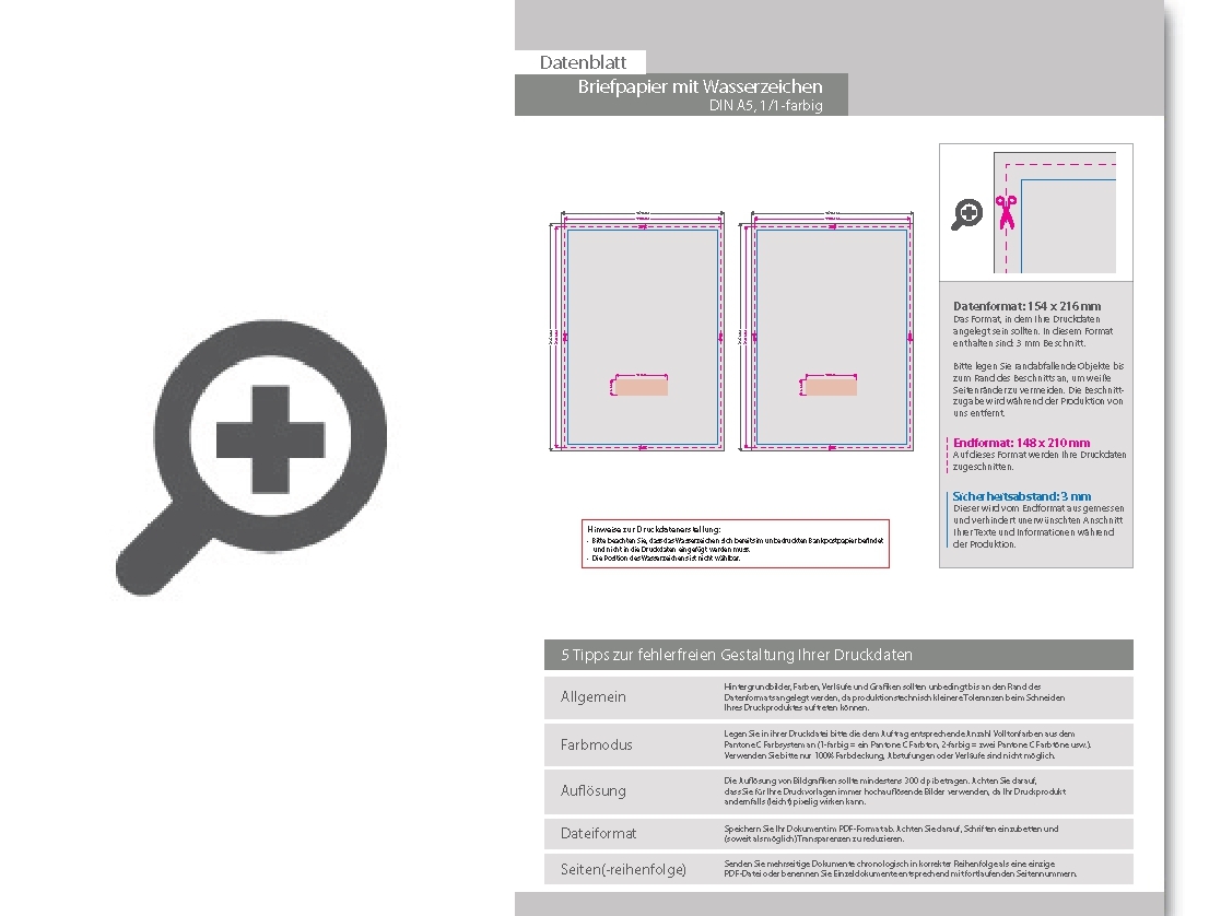 Product Bild briefpapier_din_a5__1_1_farbig__(vorderseite__graustufen___r__ckseite__graustufen)__bankpostpapier_mit_wasserzeichen