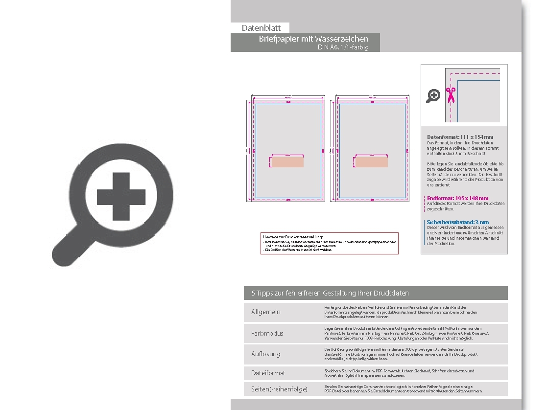 Product Bild briefpapier_din_a6__1_1_farbig__(vorderseite__graustufen___r__ckseite__graustufen)__bankpostpapier_mit_wasserzeichen
