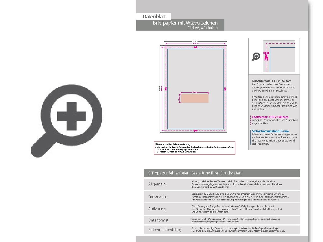Product Bild briefpapier_din_a6__4_0_farbig__(vorderseite__farbig___r__ckseite__unbedruckt)__bankpostpapier_mit_wasserzeichen