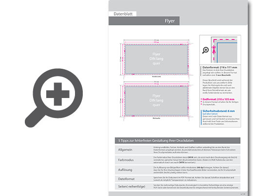 Product Bild multiloft-flyer_din_lang_quer_(21_0_cm_x_10_5_cm)_einseitig_folienkaschiert_gl__nzend__4_4_farbig_(beidseitiger_druck)