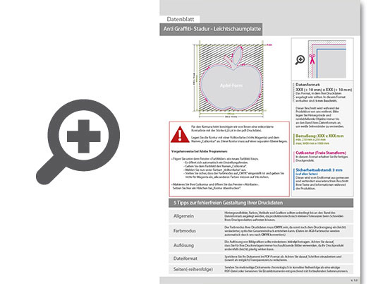 Product Bild leichtschaumplatte_stadur_mit_anti-graffiti-lack_gl__nzend_in_apfel-form_konturgefr__st___einseitig_4_0-farbig_bedruckt