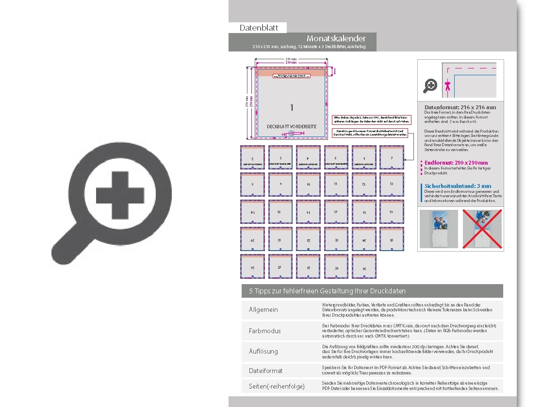 Product Bild monatskalender_mit_lochung_15_blatt_(12_monate_+_3_deckbl__tter)__beidseitig_bedruckt_4_4_farbig__quadrat_(210_x_210_mm)